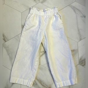 Girls Zara paper bag white wide leg pants